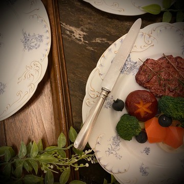 德國純銀800 素面手柄不鏽鋼刃餐刀