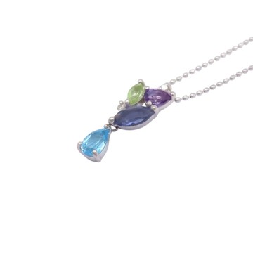 JEWELRY 無品牌珠寶 多色寶石 18K白金 項鍊 【二手名牌BRAND OFF】