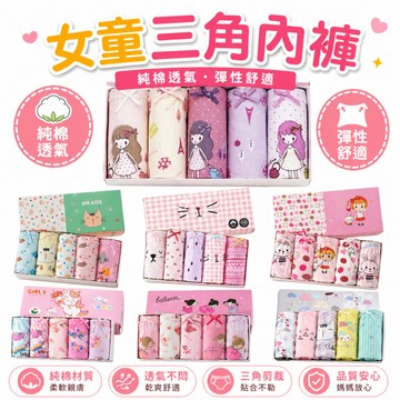 【隔日到貨】女童三角內褲 兒童純棉內褲 雙層底檔內褲 五件組內褲 兒童四季款純棉三角褲 CD13