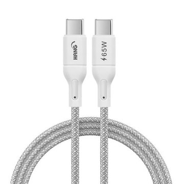 CITY 35W Gan氮化鎵Type-C(PD)+USB快充白+HANG 65W高密編織 Type-C to Type-C 快充充電線100cm
