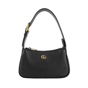 Gucci Aphrodite GG 標誌山羊皮肩背包手提包(黑色)