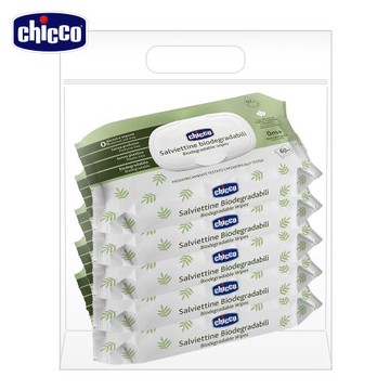 chicco-嬰兒保濕潔膚濕紙巾 (盒蓋60抽)-5入