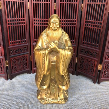 開光純銅孔子像擺件 工藝品家居擺設送領導老師長輩禮物品