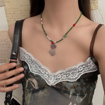 【台灣公司 可打統編】免運 新中式民族風如意平安鎖項鏈國風復古鎖骨鏈小眾設計串珠流蘇頸鏈 可開發票 全館五折 工廠現貨直銷 新品特價 z9211