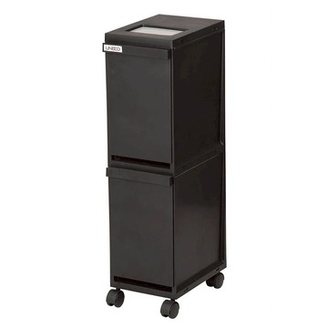 UNEED系列雙層抽屜式分類垃圾桶20L 黑色