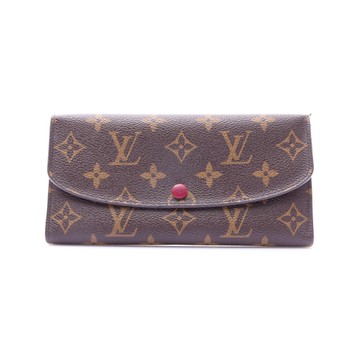 LOUIS VUITTON LV 路易威登 棕色 原花 帆布 Emilie 扣式長夾 M60697 【二手名牌BRAND OFF】