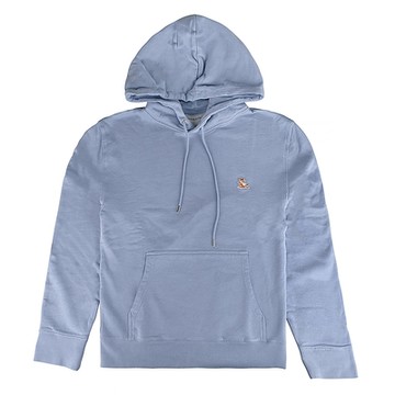 MAISON KITSUNE休假狐狸刺繡LOGO布標設計棉質連帽T恤(男款/寧靜藍)