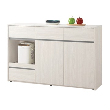 文創集 華爾雙色4.5尺二門拉盤低餐櫃-136x40x90cm免組