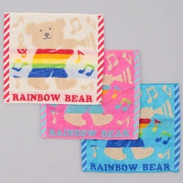 【無國界雜貨舖】日本製 今治毛巾 今治 Rainbow bear 彩虹熊 樂器 氣球 100 % 純棉 方巾 長毛巾