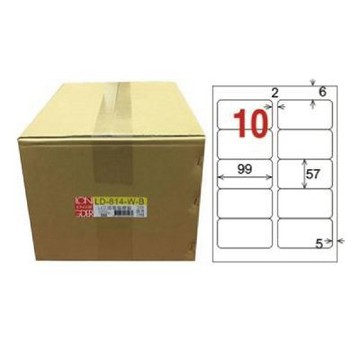 【龍德】LONGDER 三用電腦標籤 A4 10格 圓角 57*99mm 白色 1000張/箱 LD-814-W-B(適用雷射、噴墨、影印)