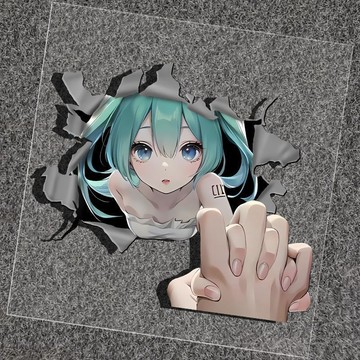 🔥好物優選🔥二次元個性卡通車貼初音未來可愛少女diy裝飾電動摩托車防水貼紙