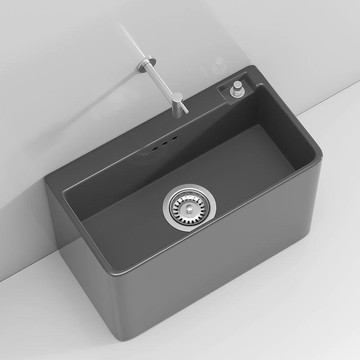 優樂悅~家用陽臺衛生間槍灰色洗拖把池陶瓷落地式洗拖布池戶外大小號槽池