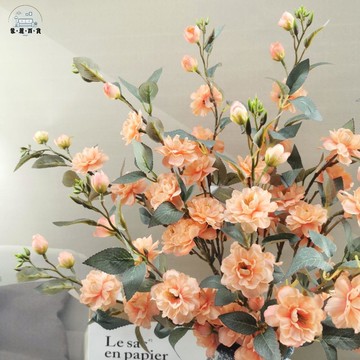 仿真花 人造花 假花 山茶花仿真花桃花高檔輕奢婚慶花藝擺件假花家居客廳櫥窗裝飾花藝特惠/全館折扣 可開發票 s5412