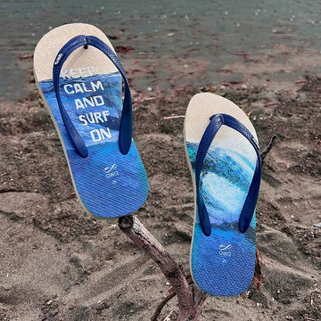 男款文創繪圖夾腳拖鞋 軟Q止滑耐磨人字拖鞋 LE -keep calm-