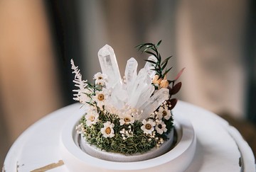 夜燈玻璃盅/白水晶簇/永生花玻璃盅夜燈/不凋花盅/夜燈/水晶擺飾