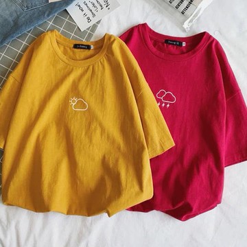 情侶裝 潮T 班服 情侶t 純棉短t 大大天氣圖示 台灣製造 快速出貨 加大尺碼 【Y0870-13-B】 過 年不打烊