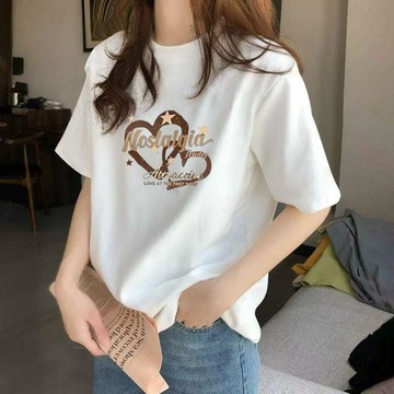 【台灣现貨】純棉短袖T恤 夏季上衣 女生上衣 純棉短袖 圓領短袖 印花短袖 正肩短袖T恤 韓版短袖女 時尚百搭 棉t女