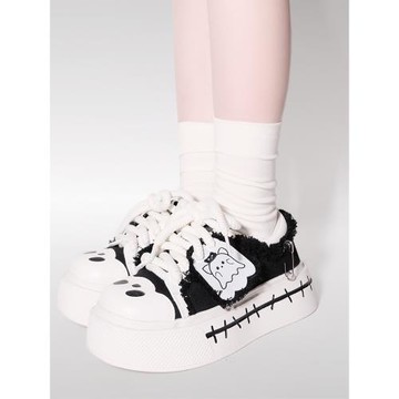 幽靈旗幟 GURURU原創宅系亞文化百搭少女厚底帆布鞋