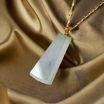 【母親節特惠】冰種飄花無事牌項鍊18K金| 天然緬甸翡翠A貨| 送禮