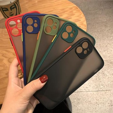 膚感磨砂適用蘋果14pro手機殼15/16透明iphone13防指紋14plus簡約12全包7/8撞色xr男女款11promax防摔保護套