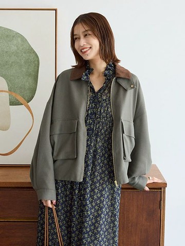 2WAY燈芯絨翻領雙向拉鍊翻蓋口袋夾克(06000782100) - Green Parks