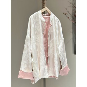 高端國風外套女2025新款早秋款新中式上衣緞面寬松雙面穿年輕唐裝