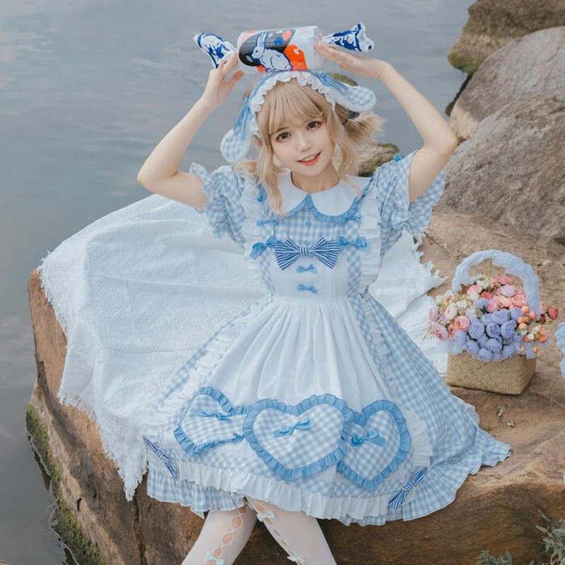 メイド ハート メイド服 コスプレ クリスマス 仮装 ワンピース ロリータ 黒