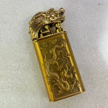 (沐沐屋) 創意金屬個性 直沖明火 二合一 龍頭 龍紋浮雕 雙火焰 點火器*