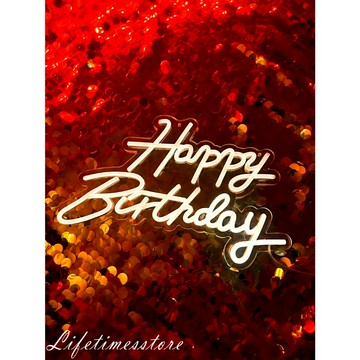 【時光生活】現貨 慶生Happy birthday生日快樂壁掛霓虹燈LED燈板 慶祝布置派對手持招牌驚喜生日祝福電池US