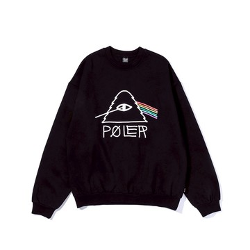 POLER PSYCHEDELIC CREW 山型眼彩虹經典大學T / 黑色 - M