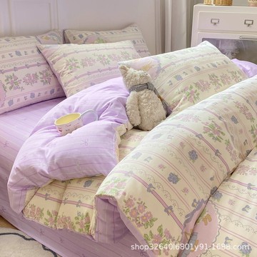 新款A類母嬰級100%純棉四件套被套床上用品宿舍床單三件套床包款