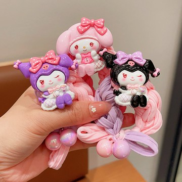 ✨壹灣出貨✨庫洛米頭繩兒童編織髮圈小女孩卡通三麗鷗紮丸子頭橡皮筋女童髮飾 8RME