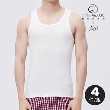 【棉花共和國】LIFE經典羅紋背心-4件組