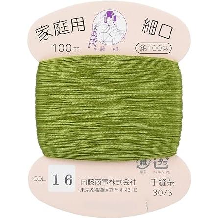 NASKA 藤娘 手縫い糸 家庭糸 細口 30 Col.16 抹茶