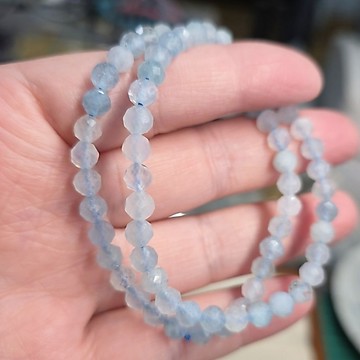 海藍寶 手鍊 手環 手珠 刻面珠 切面 5mm 天然❤晶寶水晶#Z153