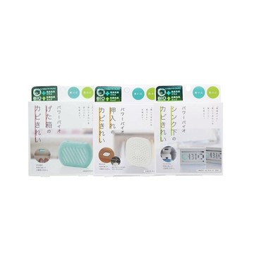 日本POWER  BIO可貼式防黴除臭貼鞋櫃x1+下水槽/儲物櫃x1+衣櫃/櫥櫃用x1