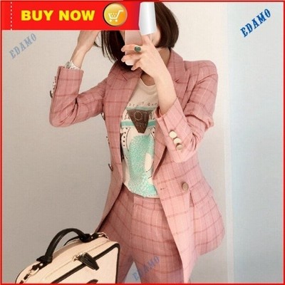 ピンクチェック柄スーツレディースパンツスーツフォーマル結婚式二次会お呼ばれ春秋代30代40代韓国風お洒落通勤ol 通販 Lineポイント最大get Lineショッピング
