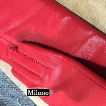 現貨+預購 真皮手套羊皮手套-70cm紅色過肘長款女手套2款74by53【獨家進口】【米蘭精品】