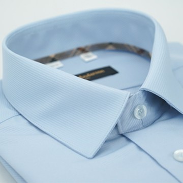 【金安德森】經典格紋繞領藍色暗紋吸排窄版襯衫-長袖