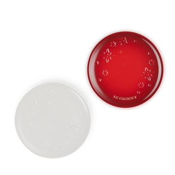 LE CREUSET -瓷器圓盤 19cm (星塵之光-櫻桃紅/棉花白 2色選1)