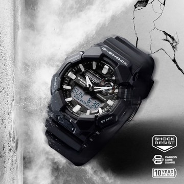 【CASIO 卡西歐】G-SHOCK 十年電力 經典黑 雙顯示系列 GA-010-1A_51.9mm