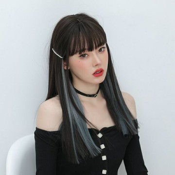 【巴黎精品】中長假髮整頂假髮-歐美掛耳挑染中長直髮女假髮a1bw38