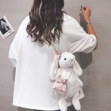 可愛兔子毛絨包包女2025新款秋冬單肩包少女卡通玩偶包毛毛斜挎包