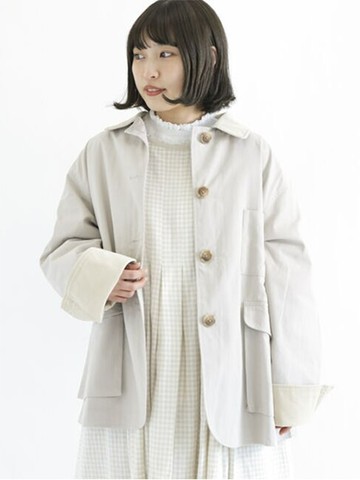 領口配色燈芯絨夾克外套(FL21L0Y0380) - Samansa Mos2