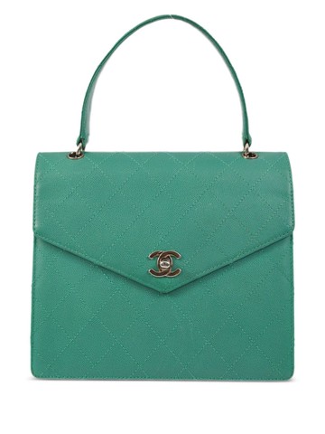 CHANEL Pre-Owned - 1998 CC turn-lock diamond-quilted handbag - women - Caviar Leather - One Size - Green