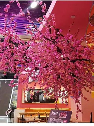 【新店熱銷】銷】新中式仿真桃花櫻花吊頂飯店假花奶茶櫥窗裝飾遮檔吊頂仿真花