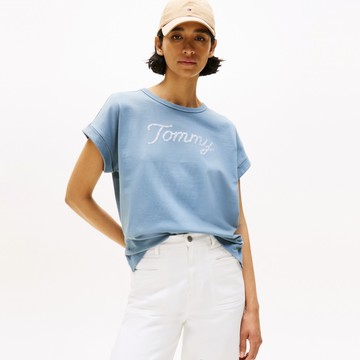 【Tommy Hilfiger】Florence 花朵標誌印花 T 恤_藍色