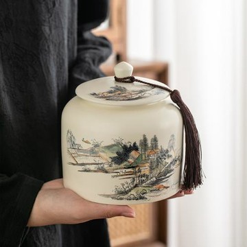 陶瓷茶葉密封罐儲存罐裝茶葉的罐子紅茶綠茶白茶茶葉包裝盒空禮盒