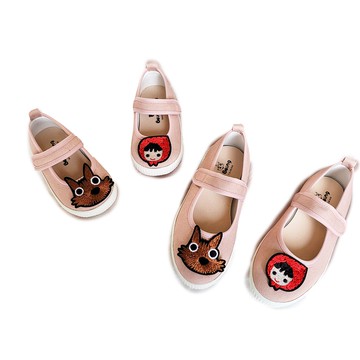 BoingBoing 水洗帆布娃娃鞋 童鞋 小孩鞋 娃娃鞋 懶人鞋 瑪莉珍鞋 小紅帽鞋 兒童節禮物 - 裸粉色