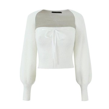 2023秋冬季歐美ins超火熱賣明星同款長袖短款披肩加胸前系帶抹胸